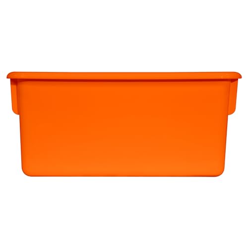 Wood Designs Cubby Storage Bin, Heavy Duty Plastic Containers for Kids Orange Cubby Tray Set of 25