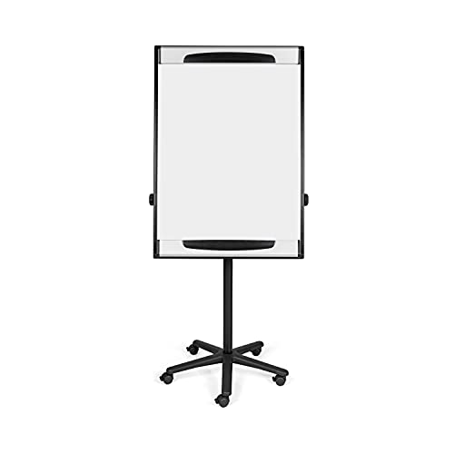 Bi-Office Design Mobile Magnetic Flipchart Easel - 700 x 1000 mm (Euro Size), Lacquered Steel Surface, Aluminium and Black Plastic Frame