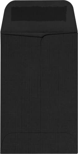 LUXPaper #1 Coin Envelopes in 80 lb. Black Linen, Envelopes for Coin Collections, Stamps, and More, w/Moistenable Glue, 1000 Pack, Envelope Size 2 1/4 x 3 1/2 (Black)