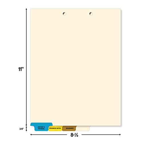Bottom Tab Medical Chart Dividers, Set of 4, Color-Coded, 100 Sets/Box