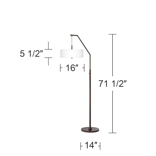 Possini Euro Design 71 1/2" Tall Blue Drum Bronze Downbridge Arc Floor Lamp