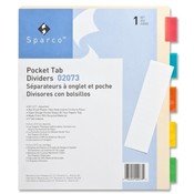 Sparco Products Ring Binder Dividers,w/Pocket,7 pt,5-Tab,11"x9",Multi (Units per case: 22)