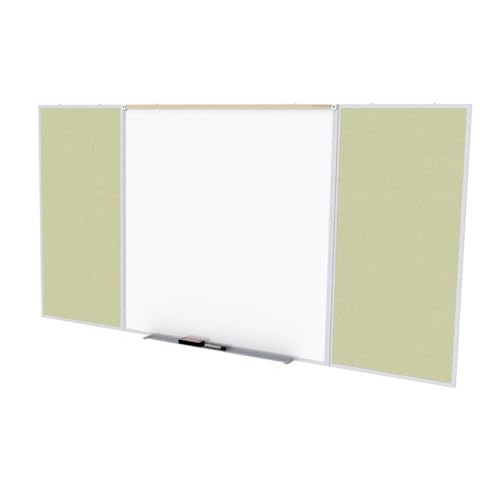 Ghent Style D 4 x 16 Feet Combination Board, Porcelain Magnetic Whiteboard and Vinyl Fabric Bulletin Board, Caramel , Made in the USA