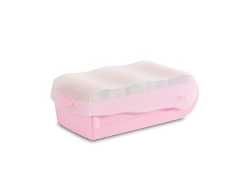 HAN Croco flashcard Box, Easy to Learn Vocabulary with 5-Compartment Learning System, DIN A8 Index Box for 500 Cards, 998-886, Translucent/Pastel Pink
