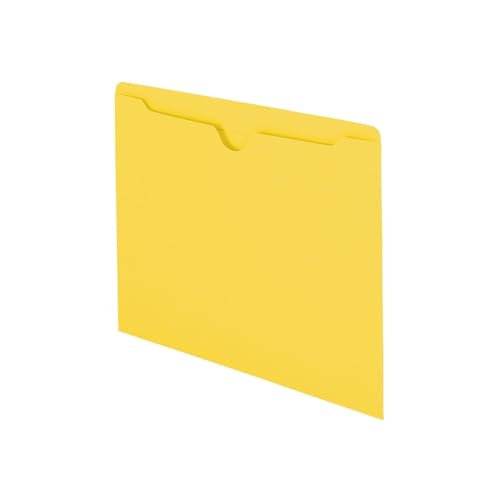 Smead File Jacket, Reinforced Straight-Cut Tab, Flat-No Expansion, Letter Size, Yellow, 100 per Box (75511)