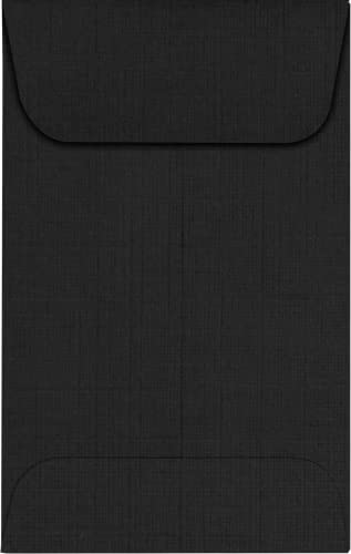 LUXPaper #1 Coin Envelopes in 80 lb. Black Linen, Envelopes for Coin Collections, Stamps, and More, w/Moistenable Glue, 1000 Pack, Envelope Size 2 1/4 x 3 1/2 (Black)