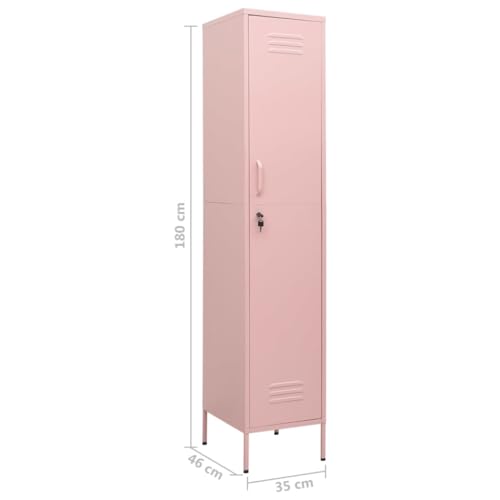 vidaXL Locker Cabinet Pink 13.8"x18.1"x70.9" Steel