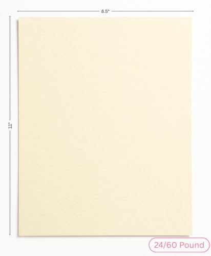 Colored Copy and Writing Printing Paper, 8.5"X11", 24/60 Pound, 500 Sheets Per Ream. (5000, Cream)