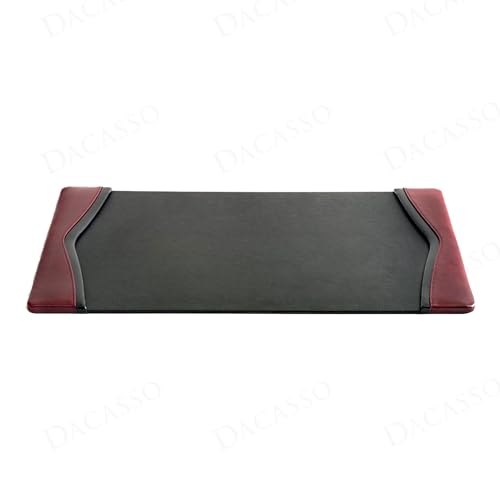 Dacasso 34" x 20" Burgundy Leather with Black Trim Desk Pad - Executive Desk Surface Protector - Luxury Leather Blotter for Writing