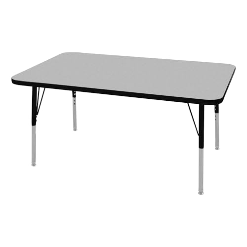 Norwood Commercial Furniture 36-Inch Adjustable Height Classroom Activity Table for Kids & Adults, Rectangular Activity Table for School and Home, Black