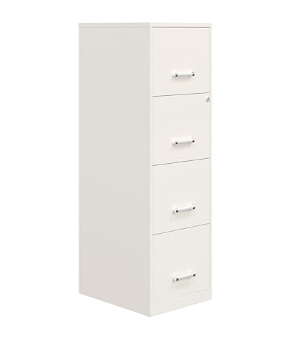 Space Solutions - 4 Drawer Fully Assembled Vertical Steel File Cabinet, Home & Small Office Use, Letter-Size, Locking, Pearl White