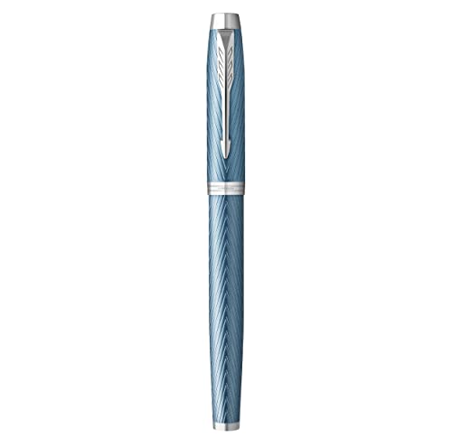 Parker IM Rollerball Pen | Premium Blue Grey with Chrome Trim | Fine Point with Black Ink Refill | Gift Box