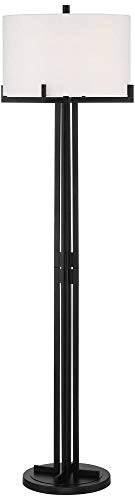 Franklin Iron Works Madrid 64" Tall Matte Black Modern Floor Lamp