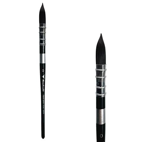 Trekell Onyx Synthetic Squirrel Short Handle Artist Brushes for Watercolor Painting Quill Mop - 8000 Series / 0