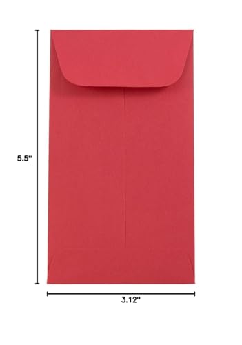 JAM PAPER #5.5 Coin Colored Business Envelopes - 3 1/8 x 5 1/2 - Red Recycled - Bulk 1000/Carton