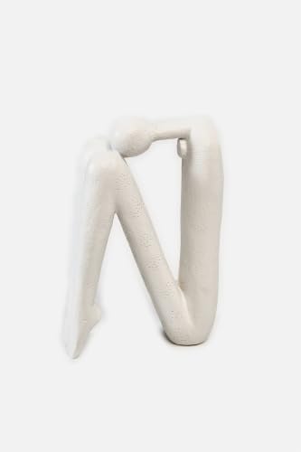 Modern Ceramic Bookend - White Minimalist Design - Single Bookend for Desk, Shelf, or Table Decoration - Contemporary Home Office Accessory - White