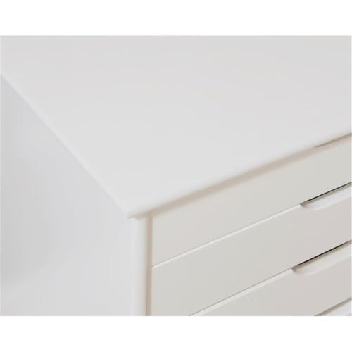 Riverbay Furniture Six Drawer Wood Rolling Cart, 20.75" w x 15.13" d x 25.5" h, White Wash Finish, Wide Drawers, Contoured Handles, Mobile Storage for Office, Kitchen, Bedroom