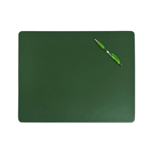 DACASSO Leather Desk Pad Without Side Rails - Luxury Leather Desk Blotter for Writing - Executive Desk Surface Protector - (Dark Green, 17 x 14)