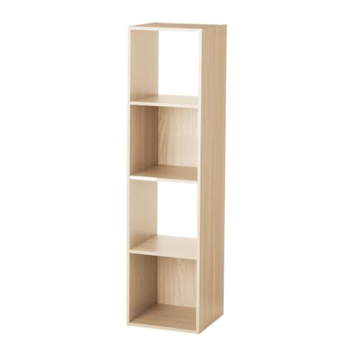 BGAERUSGF Spring Pine 4 Cube Storage Organizer, 11 Inch Freestanding Shelf with Vertical Or Horizontal Placement, Mixed Open and Closed Back Cubby Unit with Wall Anchoring Hardware for Bedroom