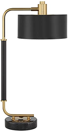 Myles 24" High Desk Lamp Gold Marble Base Dual USB Ports Modern