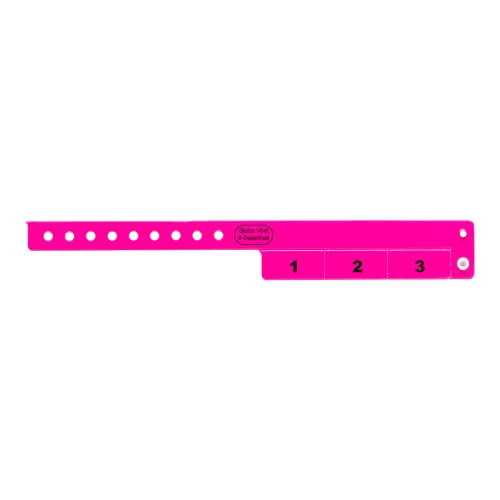 500 WristCo Neon Pink 3 Tab Vinyl Cash Tag Wristbands for Events