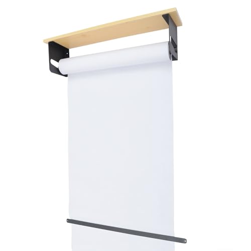 24 Inch Paper Roll Dispenser and Cutter, Wall Mountable, Non Slip Tabletop, Kraft Dispenser, Kraft, Butcher, Freezer, Wrapping Holder, with White Paper Roll, for Home, Office, Craft