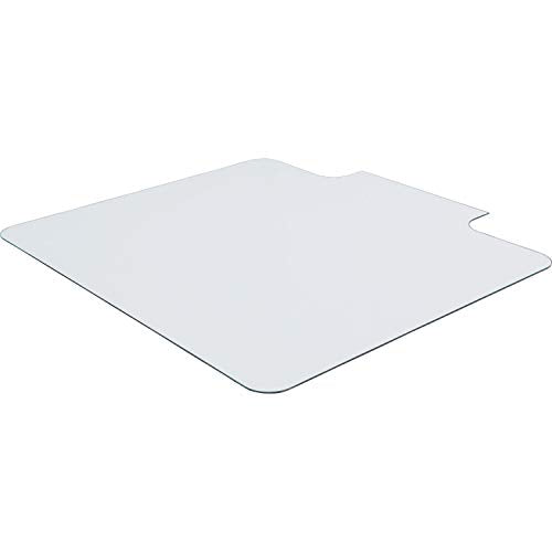Lorell Tempered Glass Chairmat with Lip, 45" x 53", Clear, 1 Each