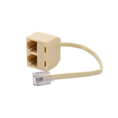 QEJWWGFI RJ11 to 6P4C Cable Converter 1 in 2 Out Wire Splitter Telephone Ethernet Cord Adapter