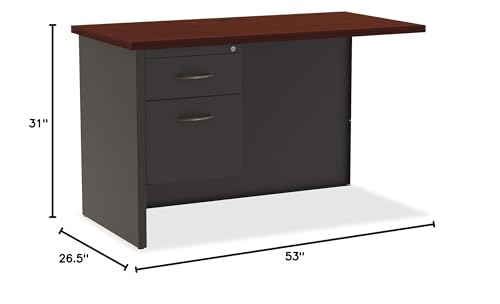 Lorell Mahogany Laminate/Charcoal Modular Desk Series