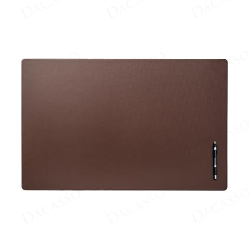 Dacasso 34” x 20” Luxury Brown Leatherette Desk Mat w/Out Side Rails - Executive Desk Surface Protector - Faux Leather Desk Pad Blotter for Writing