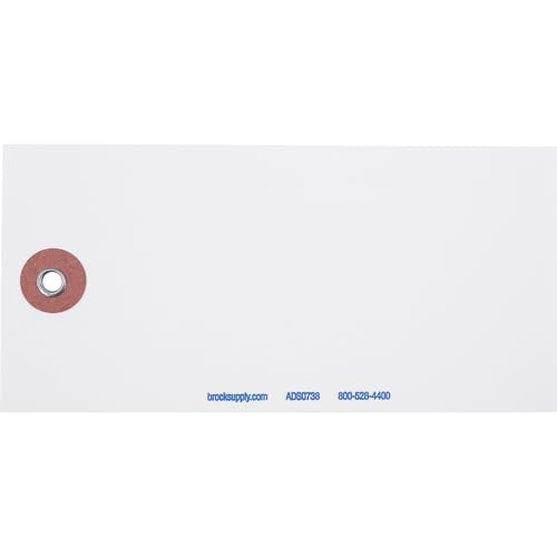 Brock Blank White Polyart Tags 4 3/4 Inch x 2 3/8 Inch with Reinforced Metal Eyelet Includes Wire-Brock Ballpoint Pen-Brockmark Marker 1000 Tags/Box