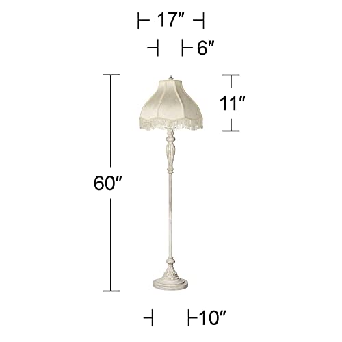 Regency Hill 60" Tall Scallop Shade Antique White Traditional Floor Lamp