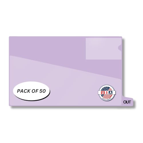 Doctor Stuff - Small Bottom Tab Vinyl Outguides, Diagonal Cut Front Pocket, Top Charge Out Slip Pocket, Plastic File Folder, Legal Size 9" x 16", Lavender, 50/Box