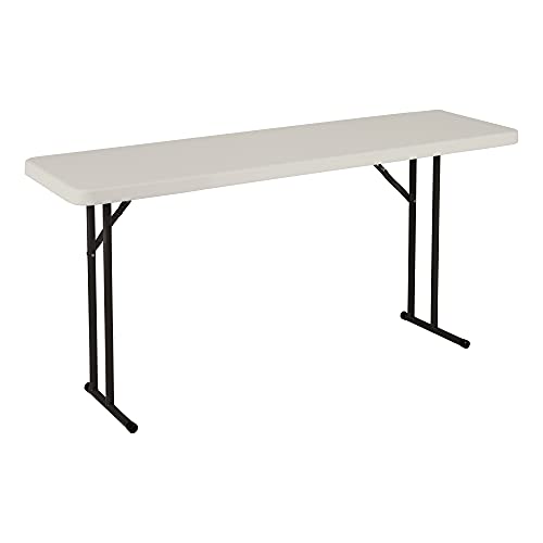 Norwood Commercial Furniture 5' Indoor/Outdoor Folding Training Table, Rectangular Blow-Molded Plastic Folding Training and Event Table, Gray