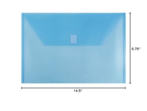 JAM PAPER Plastic Envelopes with Hook & Loop Closure - Legal Booklet - 9 3/4 x 14 1/2 - Blue - 12/Pack