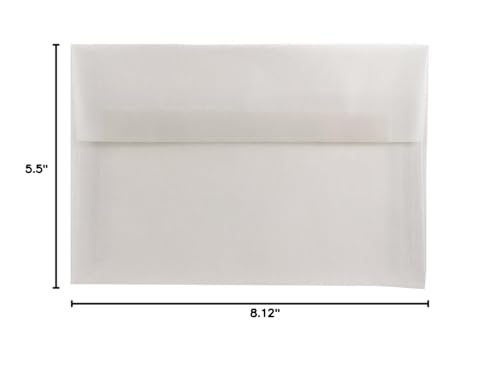 JAM PAPER A8 Translucent Vellum Invitation Envelopes - 5 1/2 x 8 1/8 - Clear - Bulk 250/Box