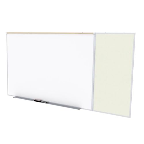 Ghent Style C 4 x 8 Feet Combination Board, Porcelain Magnetic Whiteboard and Vinyl Fabric Bulletin Board, Ivory , Made in the USA