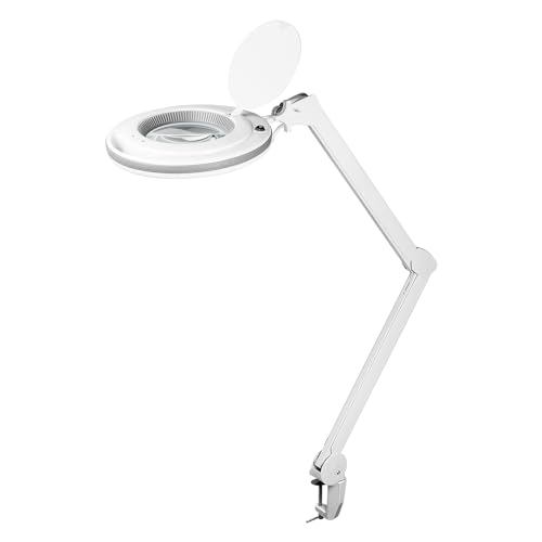goobay 60362 LED Magnifying Lamp Magnifier with Clamp / Power Consumption 9 W / Crystal Glass Lens 127 mm / Colour Temperature 6400 K / 1.75x Magnification / Luminous Flux 83-730 Lumens / White