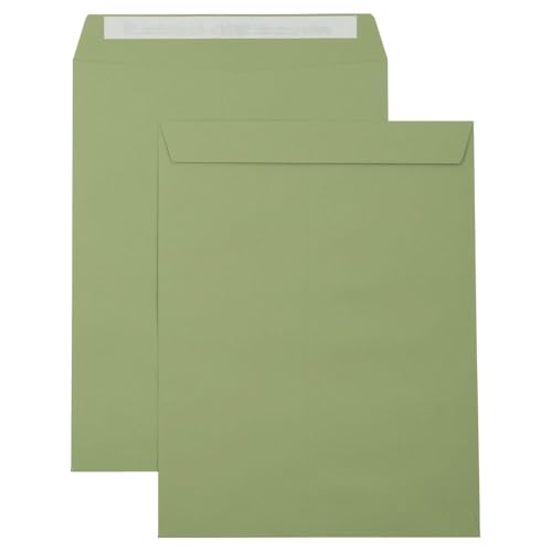 LUXPaper 10 x 13 Open End Envelopes | Peel & Press | Avocado Green | 70lb. Text | 500 Qty