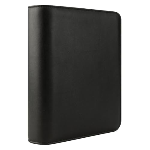 FranklinCovey - FC Basics Ring-Bound Binder for FranklinCovey Planners | Distressed Simulated Leather - Open Binder (Classic, Black)