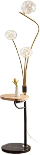 ROPCVAX Standing Lamps Table Floor Lamp Combo with Charging Port Wireless Station Modern Living Room Shelf(Beige)