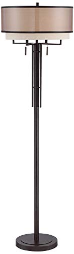 Alamo 62" Tall Bronze Double Shade Floor Lamp Living Room