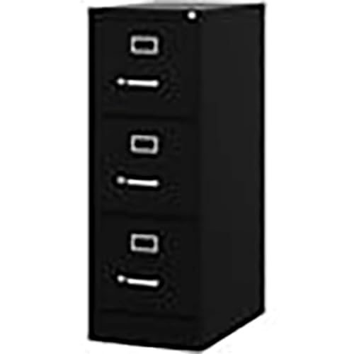 Pemberly Row 22" 3-Drawer Traditional Vertical Metal Filing Cabinet in Black, Lockable, Sturdy Steel Construction, Office or Home Use, Durable and Secure Letter Size Storage