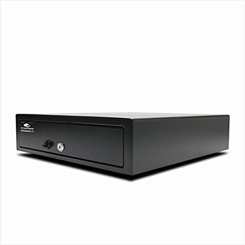 APG Manual 16.2" Point of Sale Cash Drawer | Vasario Series VP101-BL1616-B10 | Push-Button Operation | Plastic Till with 5 Bill/ 8 Coin Compartments | Black