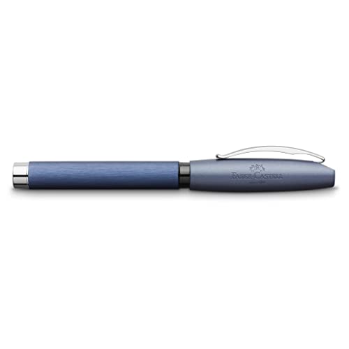 Faber-Castell Essentio Aluminum Blue Fountain Pen - Extra Fine Nib with Black Ink - Fine Writing Instruments