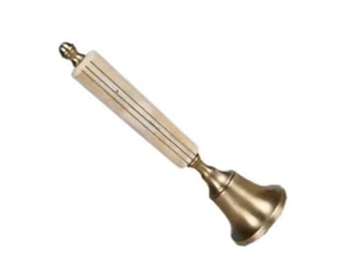 Hand Bell Extra Loud Solid Brass Call Bell， Hand Bell for Elderly, Last Order Wooden Ringing Bell for Santa, School, Dinner, Christmas Party, Adults,Luxury Home Decoration Ornaments(White)