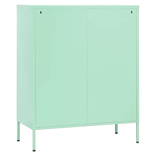 JHQHSM Storage Cabinet Mesh Doors Adjustable Shelves for Books, Magazines, documents Mint 31.5"x13.8"x40" Steel