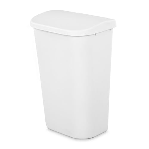 Sterilite Lift Top Wastebasket Trash Can 11.3 Gallon, White, 12-Pack