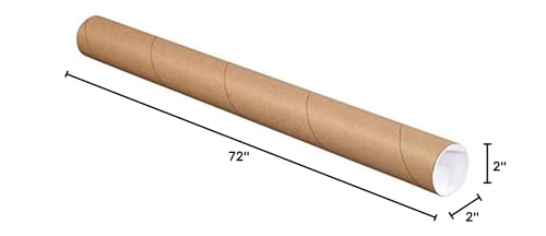 Tape Logic TLP2072K Mailing Tubes with Caps, 2" x 72", Kraft (Pack of 50)