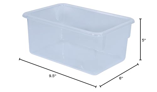 Wood Designs Cubby Storage Bin, Heavy Duty Plastic Containers for Kids Translucent Clear Cubby Tray Set of 25